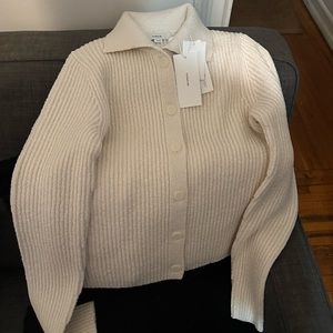 Vince Ribbed Button Front Cardigan